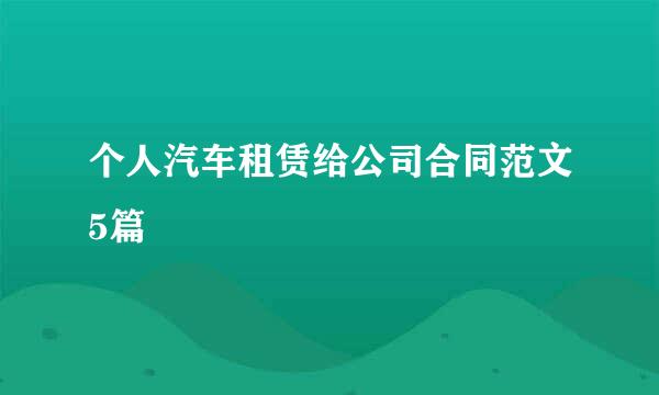 个人汽车租赁给公司合同范文5篇