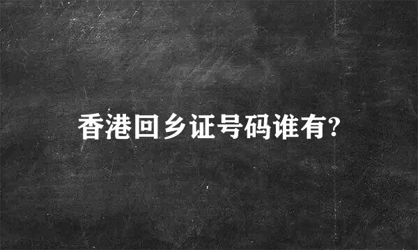 香港回乡证号码谁有?