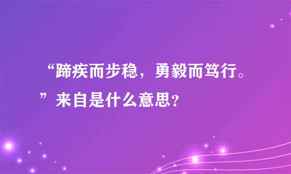 “蹄疾而步稳，勇毅而笃行。”来自是什么意思？