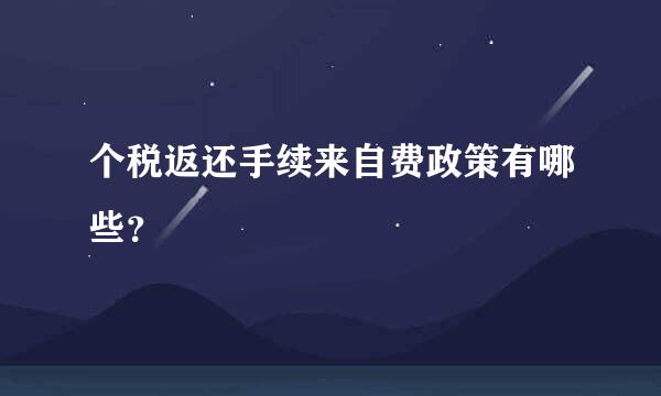 个税返还手续来自费政策有哪些？