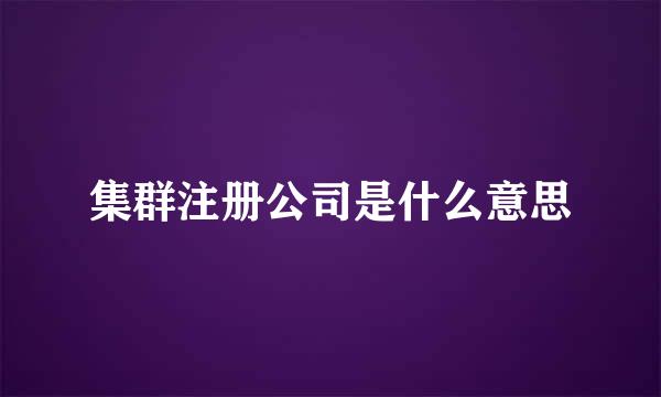 集群注册公司是什么意思