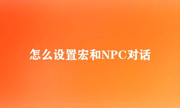 怎么设置宏和NPC对话