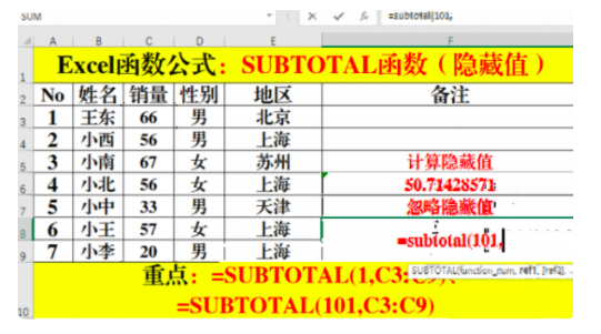 subtotal函数的意思是什么？