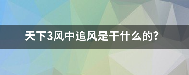 天下3风中追风是干什么的？