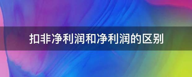 扣非净利润和净来自利润的区别