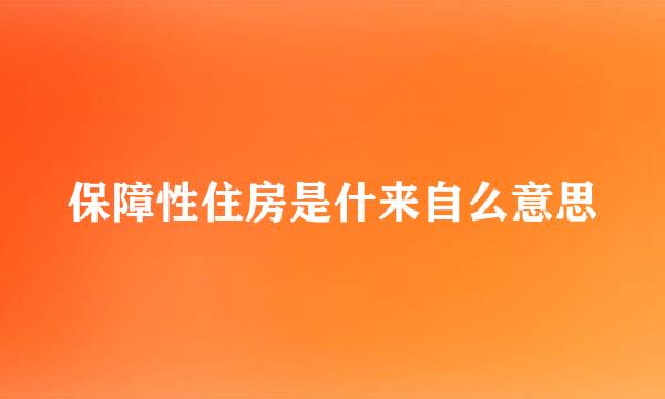 保障性住房是什来自么意思