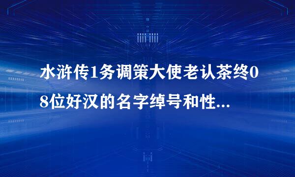 水浒传1务调策大使老认茶终08位好汉的名字绰号和性格特点以及主要事迹