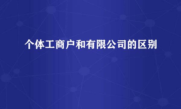 个体工商户和有限公司的区别