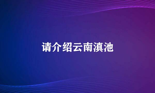 请介绍云南滇池