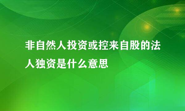 非自然人投资或控来自股的法人独资是什么意思