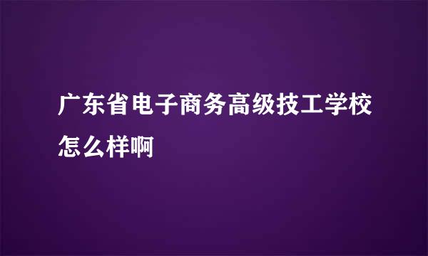 广东省电子商务高级技工学校怎么样啊