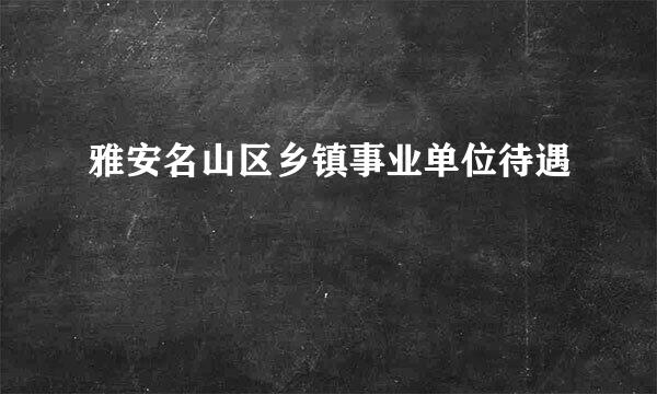 雅安名山区乡镇事业单位待遇