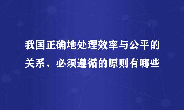 我国正确地处理效率与公平的关系，必须遵循的原则有哪些