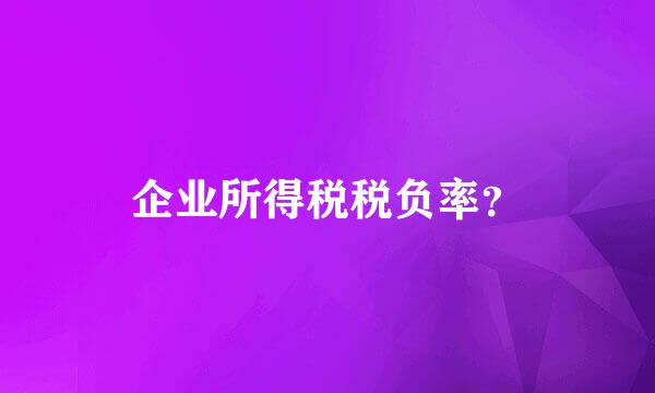 企业所得税税负率？