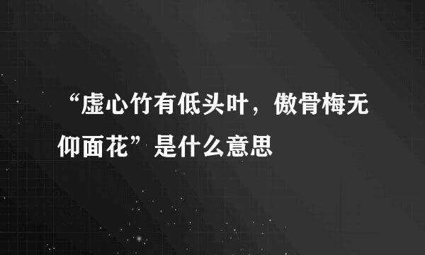 “虚心竹有低头叶，傲骨梅无仰面花”是什么意思