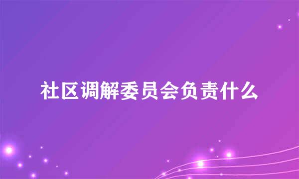 社区调解委员会负责什么