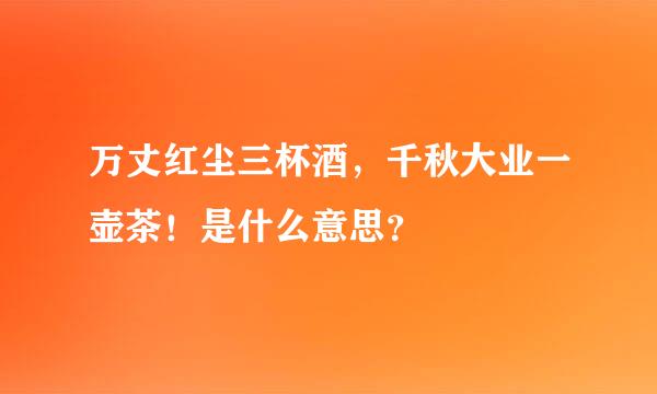 万丈红尘三杯酒，千秋大业一壶茶！是什么意思？