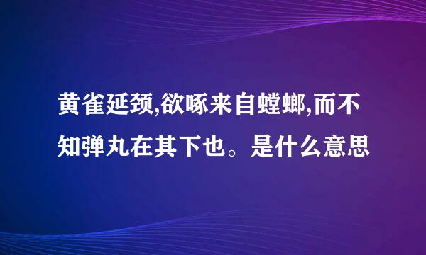 黄雀延颈,欲啄来自螳螂,而不知弹丸在其下也。是什么意思