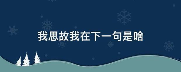 我思故我在下一句是啥