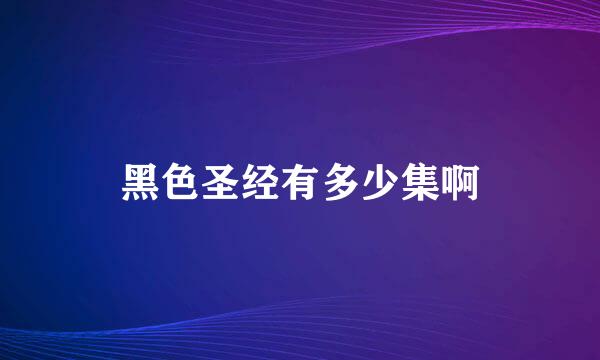 黑色圣经有多少集啊