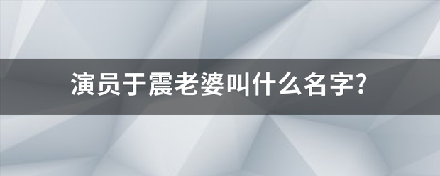 演员于震老婆叫什么名字?