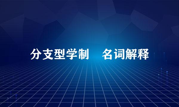 分支型学制 名词解释