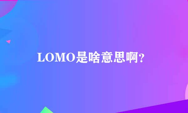 LOMO是啥意思啊？