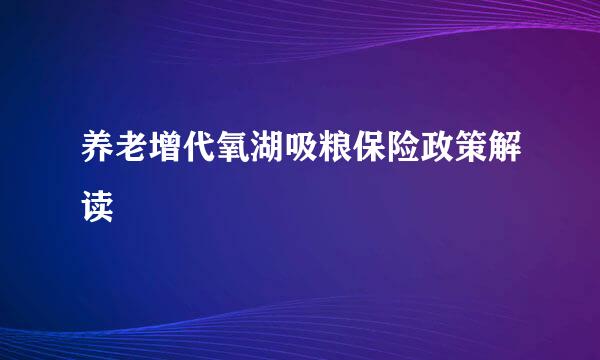 养老增代氧湖吸粮保险政策解读