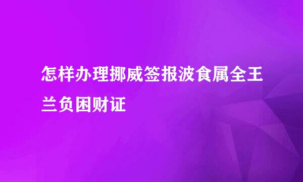 怎样办理挪威签报波食属全王兰负困财证