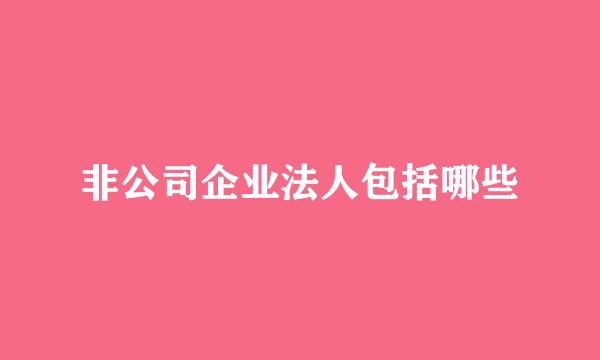 非公司企业法人包括哪些