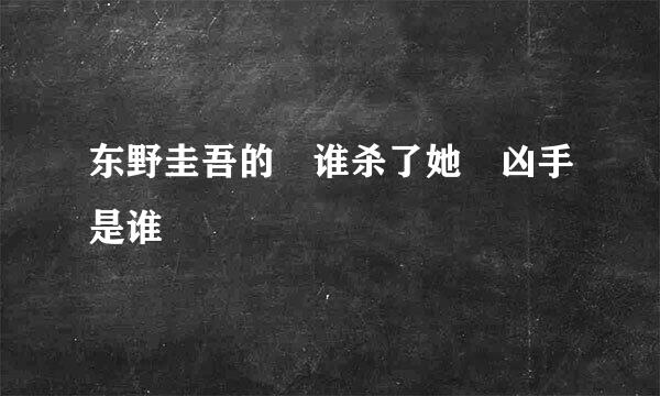 东野圭吾的 谁杀了她 凶手是谁