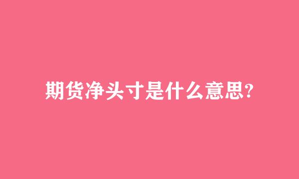 期货净头寸是什么意思?