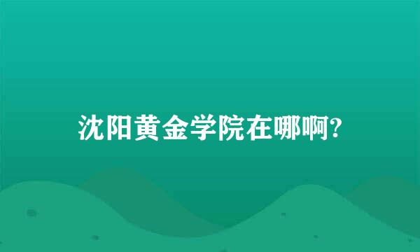 沈阳黄金学院在哪啊?