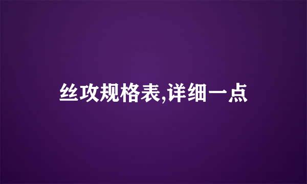 丝攻规格表,详细一点