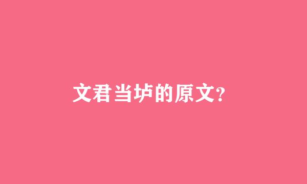 文君当垆的原文？