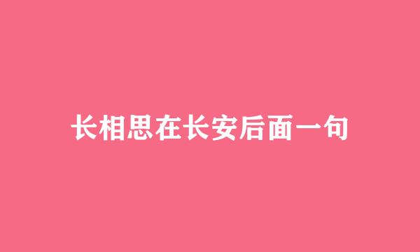 长相思在长安后面一句