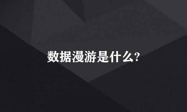 数据漫游是什么?