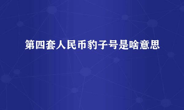 第四套人民币豹子号是啥意思