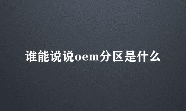 谁能说说oem分区是什么