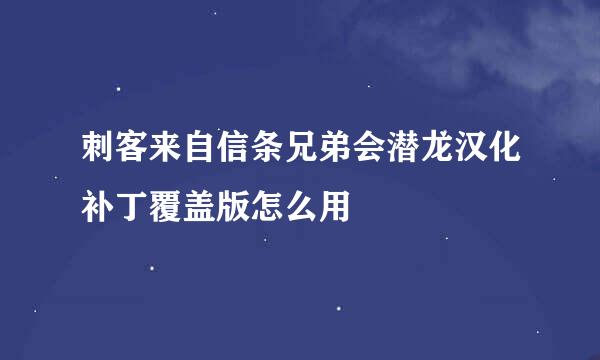 刺客来自信条兄弟会潜龙汉化补丁覆盖版怎么用