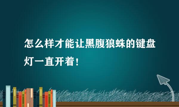 怎么样才能让黑腹狼蛛的键盘灯一直开着！