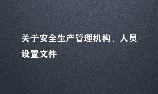 关于安全生产管理机构、人员设置文件