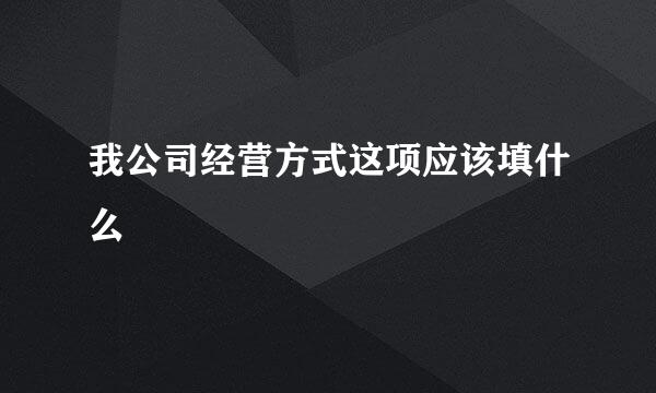 我公司经营方式这项应该填什么