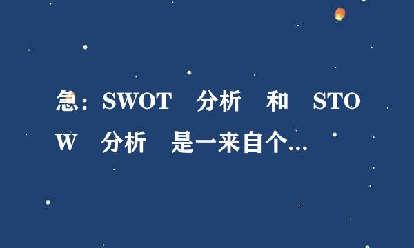 急：SWOT 分析 和 STOW 分析 是一来自个意思么?求详解.