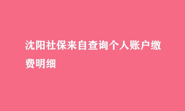 沈阳社保来自查询个人账户缴费明细