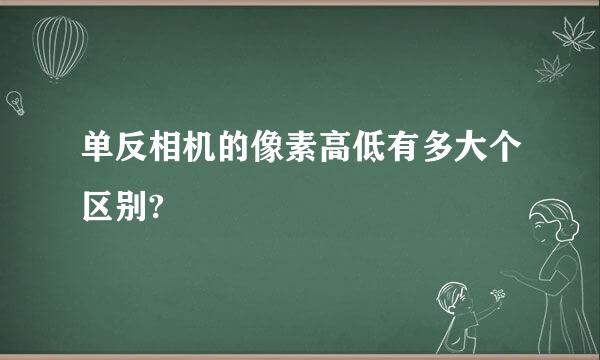 单反相机的像素高低有多大个区别?