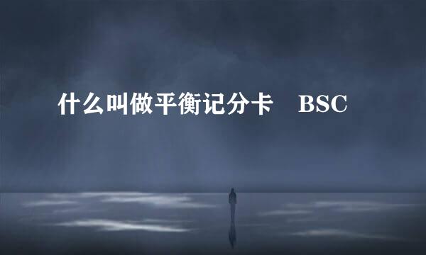 什么叫做平衡记分卡 BSC