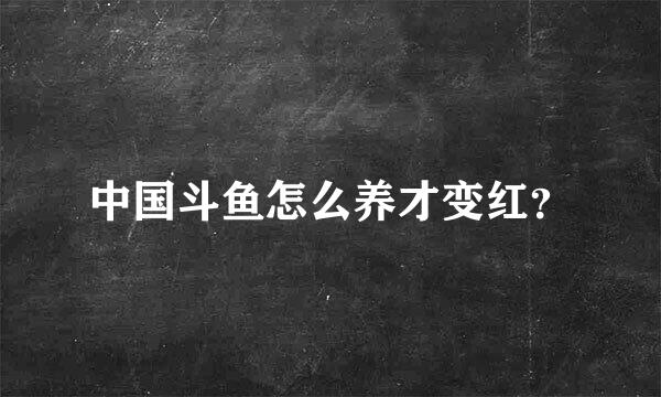 中国斗鱼怎么养才变红？