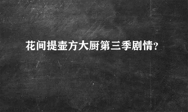 花间提壶方大厨第三季剧情？