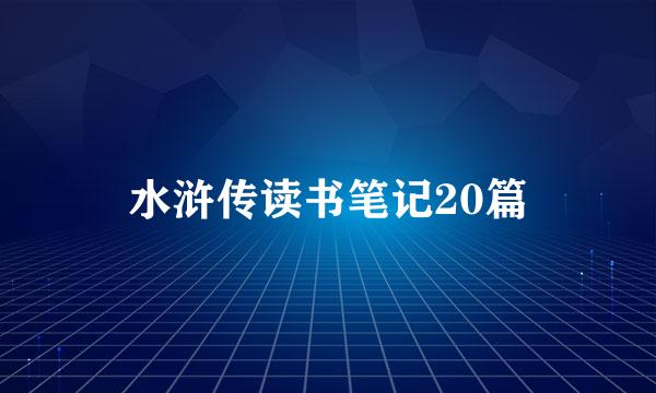 水浒传读书笔记20篇